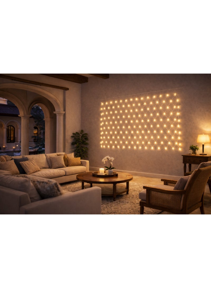 شبكة إضاءة حائط LED ديكورية لون أصفر دافئ 240 لمبة مقاس 3×2.5 متر 220 فولت - Image 4